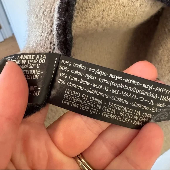 Women’s Zara Knit Black & Tan Cardigan, Large - Picture 9 of 11